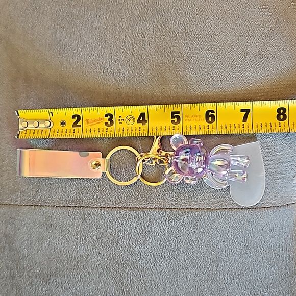 NWOT Trendy Transparent Music Bear Animal Keychain, Bag, Purse Charm. - Picture 5 of 6